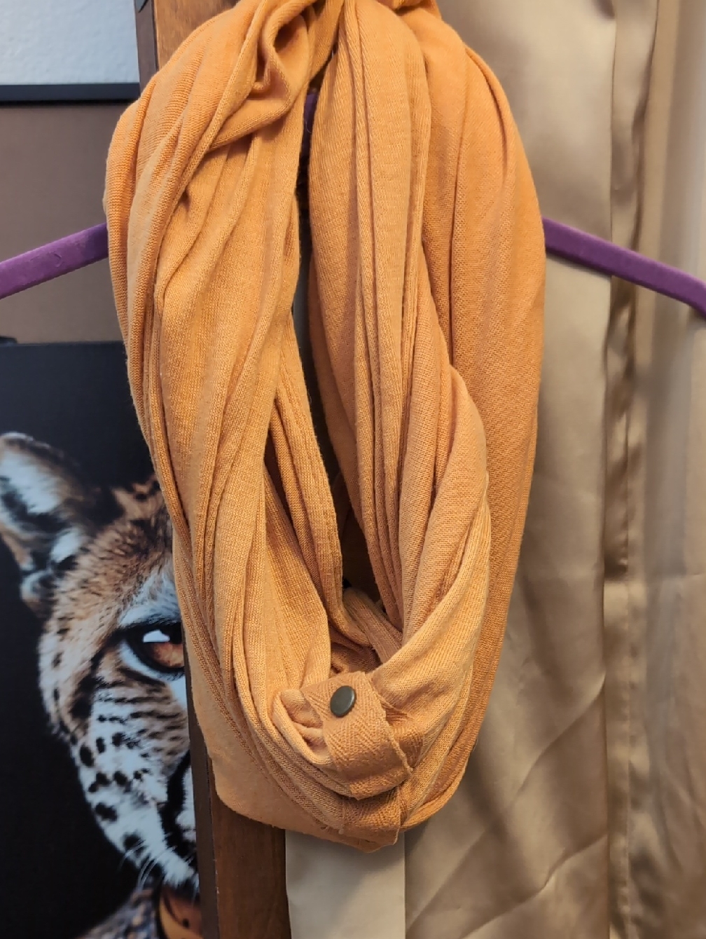 Versatile Mustard Infinity Scarf With Snap Closure